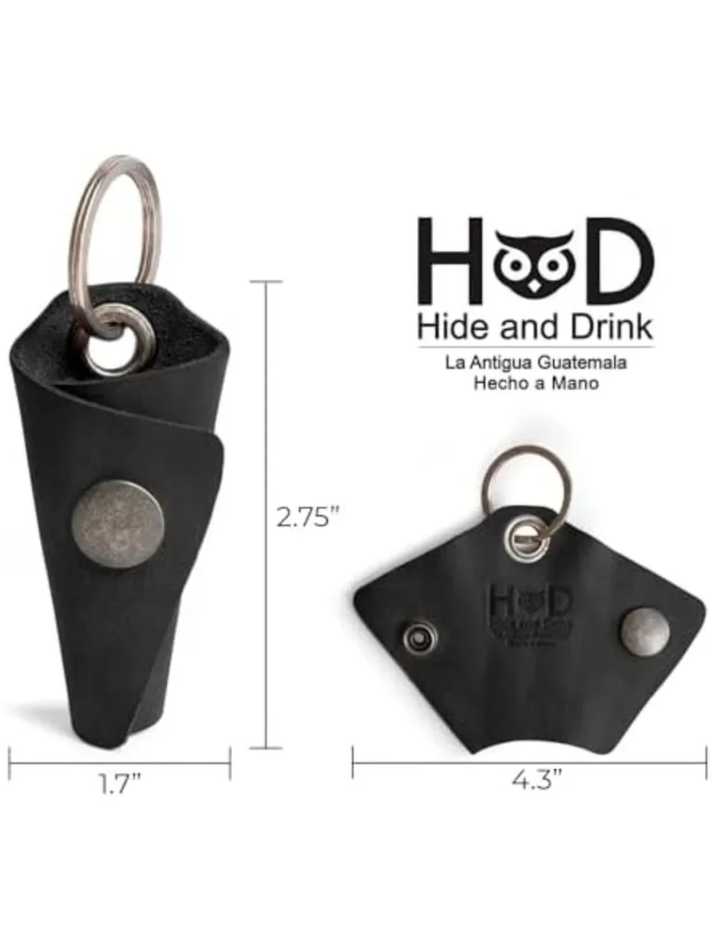 Full Grain Leather Keychain Organizer with Snap Closure & Silencer Sleeve for